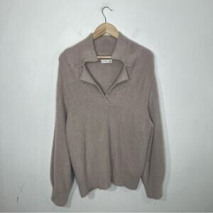 Gentle Fawn Fuzzy Collared V Neck Pullover Sweater Size Small